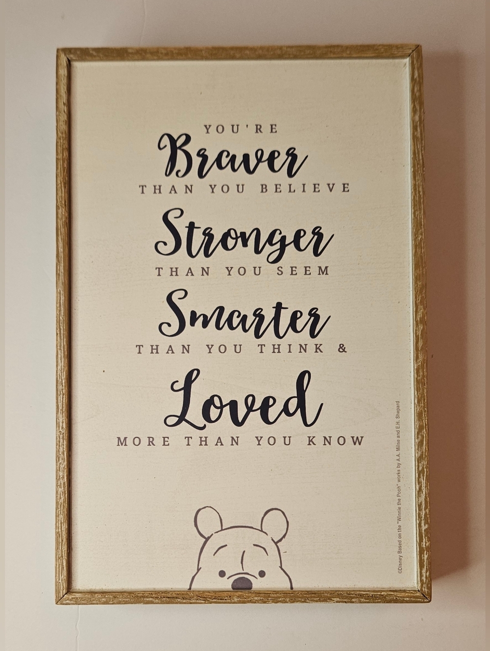 Disney Winnie the Pooh Braver Stronger Smarter Loved - Wall Box Plaque Decor Art